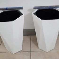 *** REDUCED *** PAIR of 23" White Hexagonal Mobile Planters @ Lasting Creations