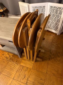 Wooden Folding TV Tray Tables with Stand