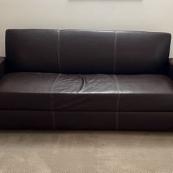 Brown Leather Futon Couch – Stylish & Comfortable!