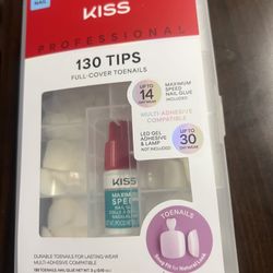 KISS Professional Full-Cover Toenail Tips (130 pcs) – New