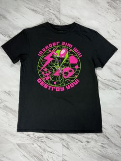 Invader Zim “Destroy You!” Neon Graphic Tee Black Nickelodeon Medium #8