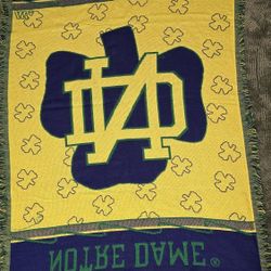 Vintage Notre Dame Fighting Irish Throw Blanket 51x60" - Made in USA