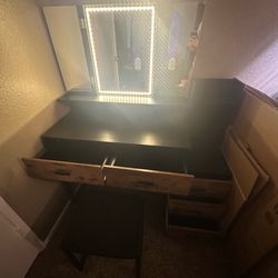 PAKASEPT lighted tri-fold vanity series - Rustic Brown with Black accents