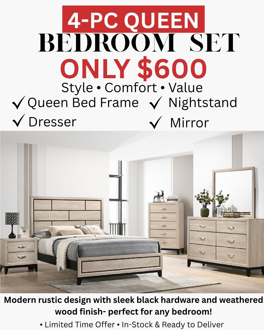 4 Pc Queen Bedroom Set