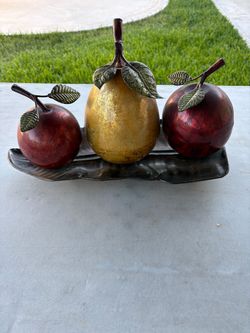 Decorative Metal Fruit Set on Tray