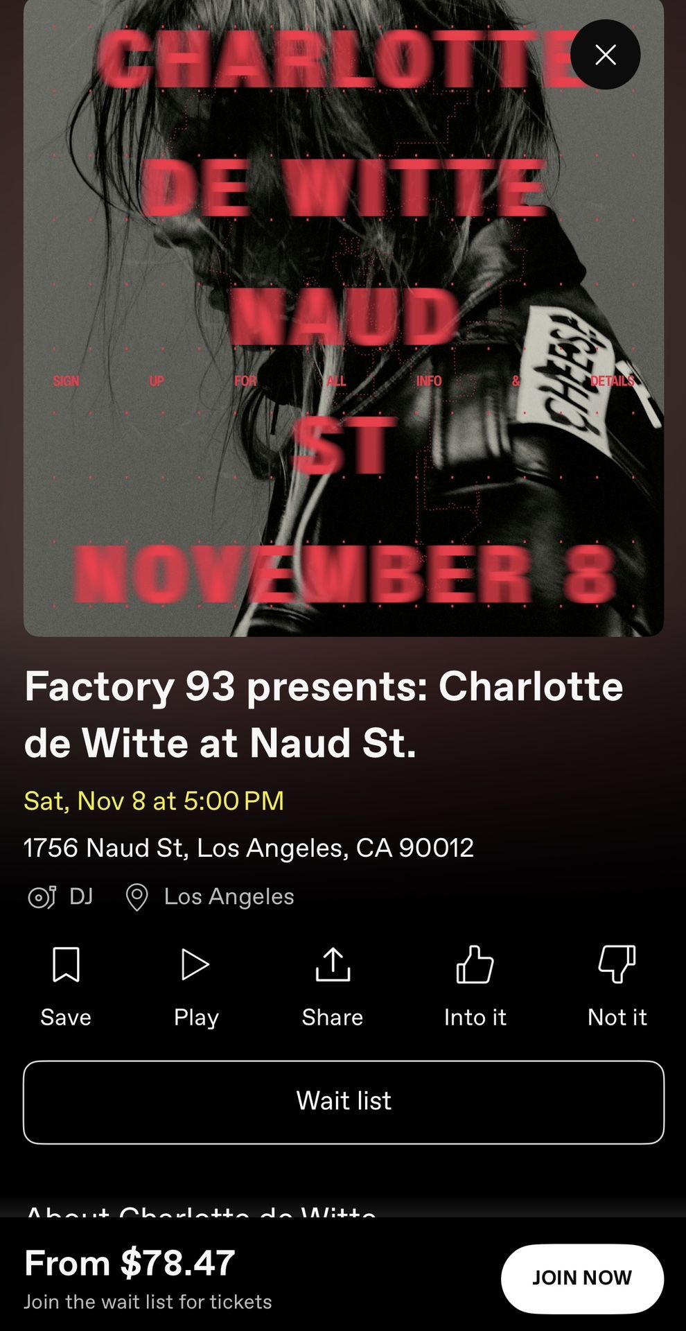 Charlotte De Witte Tickets