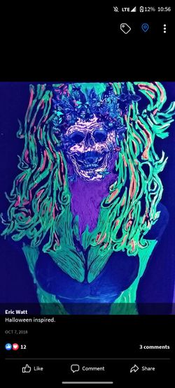 Original Black Light Art On Canvas