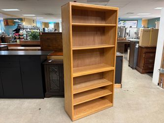 Natural Finish 6-Shelf Bookcase