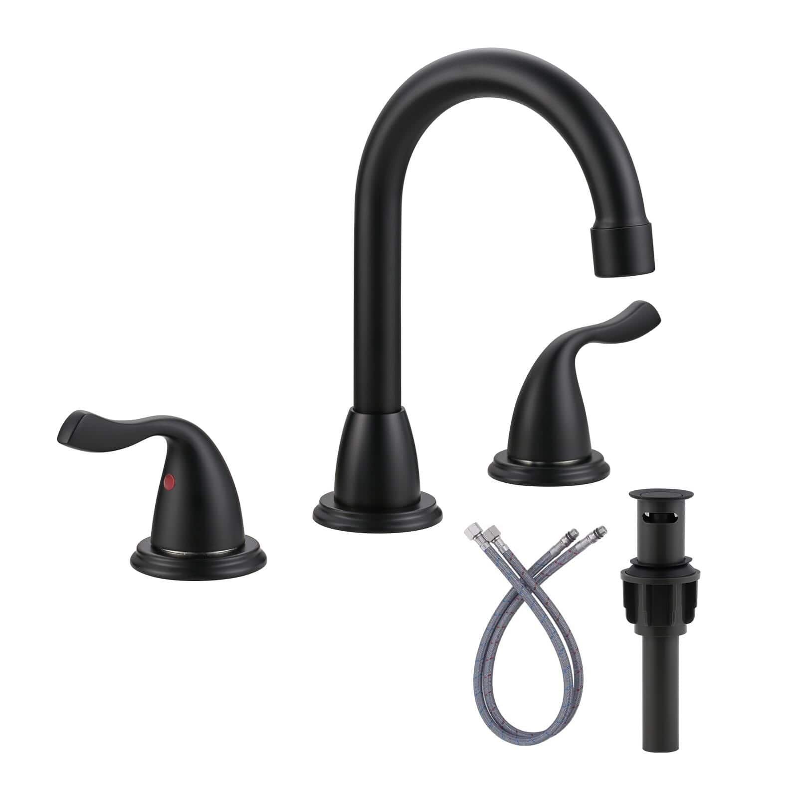 8 in. Widespread Double Handle Bathroom Faucet in Black