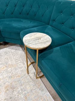 Round Marble Top Side Table Gold Base
