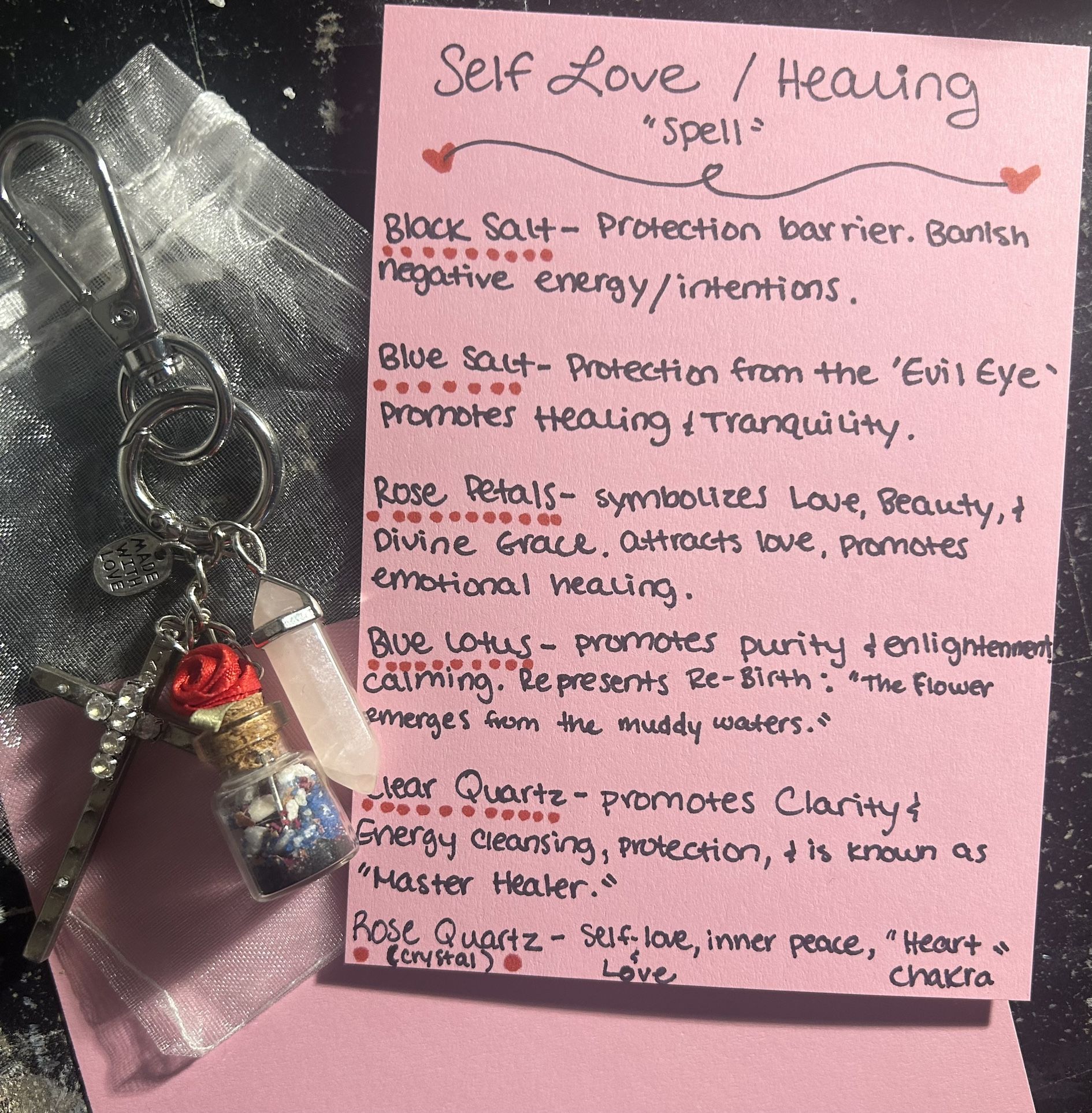 Self-Love/Healing “Spell” In A Jar (keychain)