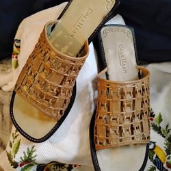 Cole Haan Country Sandals Womens 7.5 B Beige Woven Leather Lattice