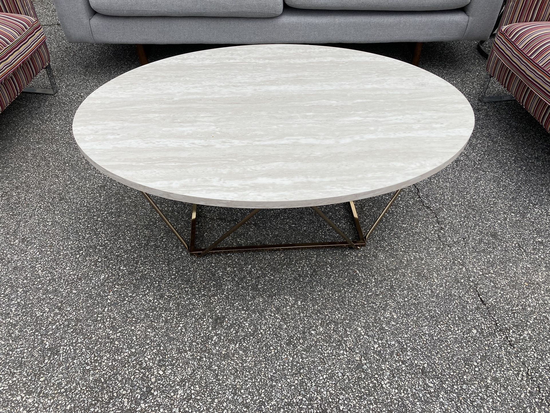 Oval Coffee Table W/ Metal Legs