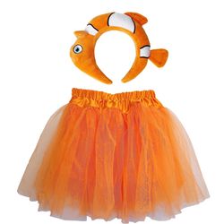 Orange Clown Fish Nemo Tutu Costume Kids 3-8 Y 