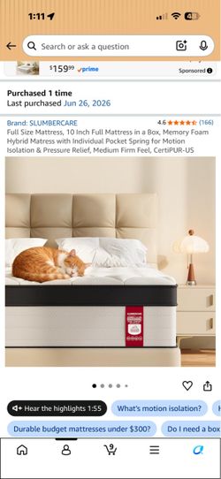 Brand new full size 10 inch memory foam hybrid mattress