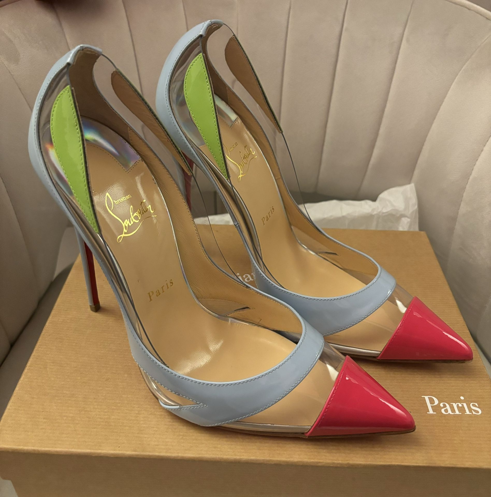 Christian Louboutin Blake Is Back Patent Leather PVC Pumps – Red Sole