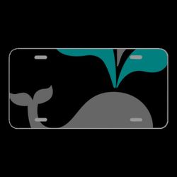 License Plate Novelty Car Front Whale Blue Gray Fountain Spray