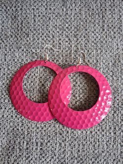 Pink Honeycomb Hoop Earrings