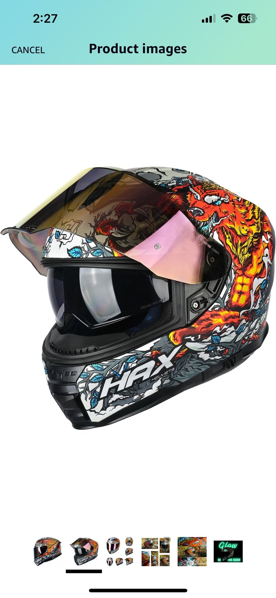 Full Face Motorcycle Helmet- Size M/L/XL Available