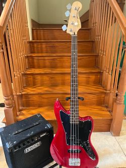 Squier Vintage Modified Jaguar Bass (Mint) w/ Fender Rumble 15 Bass Amp