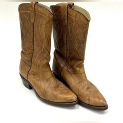 Texas USA Womens Brown Stitched Leather Cowgirl Cowboy Western Rodeo Boots 9 EE