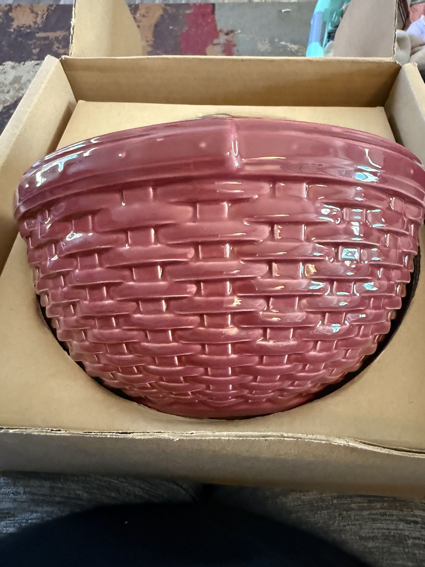 NIB - Longaberger Pottery “Woven Reflections” Bowl Paprika Red
