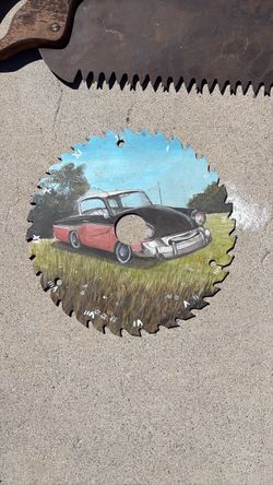 vintage painted circular saw