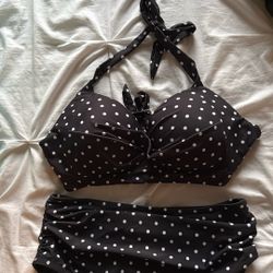 Vintage Halter Top/High Waisted 2 Piece Women’s Swimsuit 