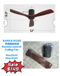 Bansa Rose 52 inch Remote Control Ceiling Fan