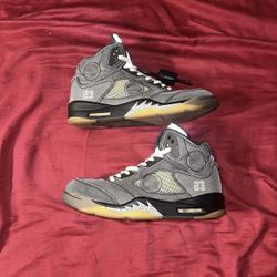 Off White X Jordan 5 Muslin Metallic Nike Virgil Retro