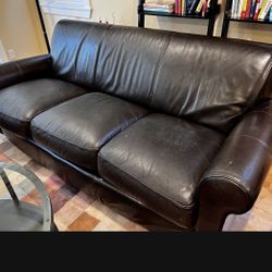 Sofa Loveseat AND Recliner - Brown Leather Set! Must Go 