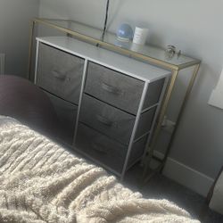 White And grey Fabric Drawer Chest 