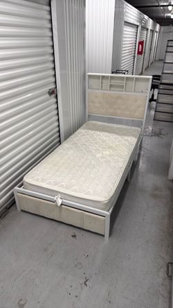 Twin bed frame and mattress