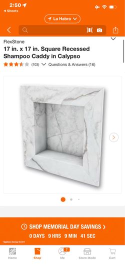 FlexStone 17 in. x 17 in. Square Recessed Shampoo Caddy in Calypso