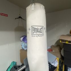 Everlast heavy bag classic canvas model 80lbs USED comes with 4 gloves and hanging chain