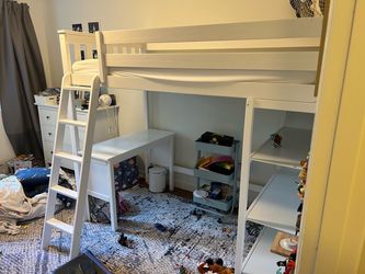 Max and Lily twin loft bed with bookcase and desk