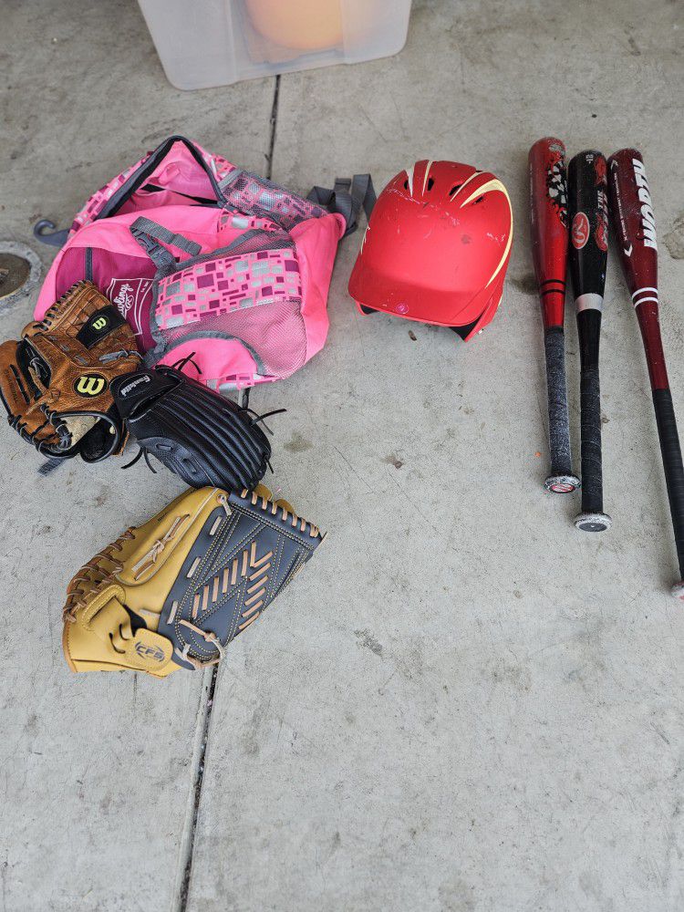 Baseball Bats Gloves Bag Backpack Helmet