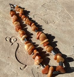 sterling silver natural agate gemstone necklace 