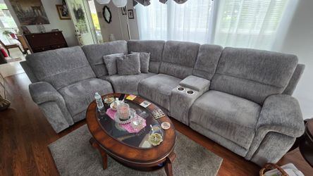 Bob's Furniture Renegade Gray 5pc Power Reclining Sectional Sofa Couch USB