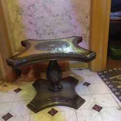 Ornate Glass Top  Gold Tables - Pair