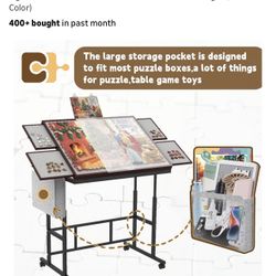 Jigsaw Puzzle Table 1500 Pieces with Legs & Storage Pocket, Height Adjustment & Tilting Puzzle Table for Adults with Drawers, Jigsaw Puzzle Board with