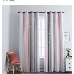 Ombre Rainbow Blackout Curtains for Kid Girls Bedroom 