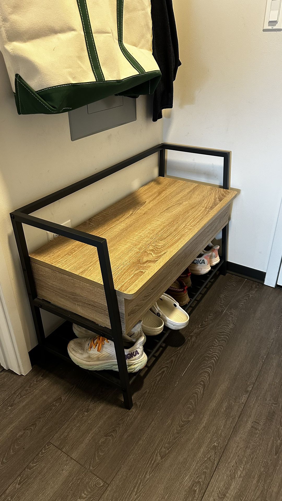entryway bench with storage and shoe rack