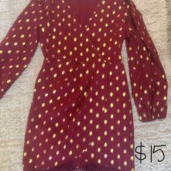 Red With Gold Detailed Dress