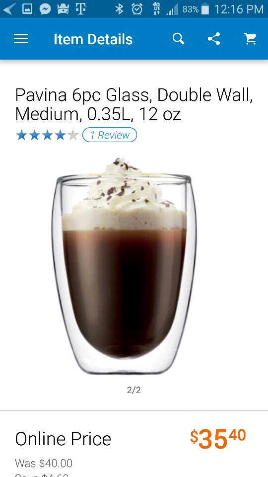6 piece double wall glass cups
