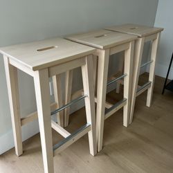 3 IKEA Solid Wood Barstools