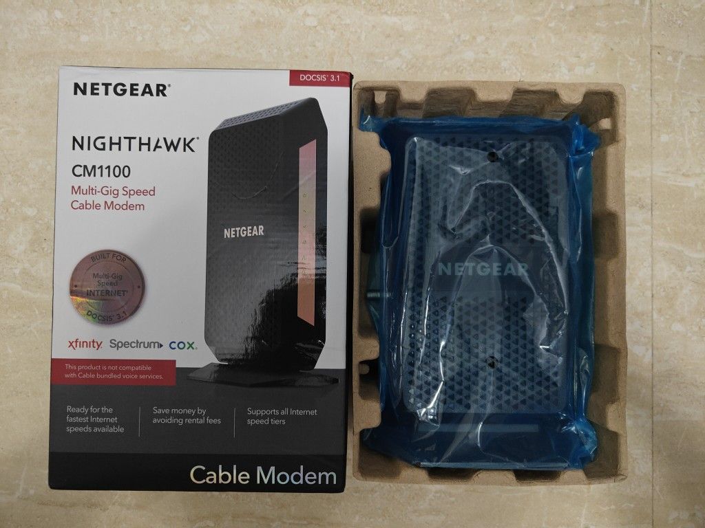 NETGEAR Nighthawk Multi-Gig Cable Modem CM1100 - Compatible with All Cable Providers Incl. Xfinity, Spectrum, Cox
