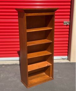Tall Wooden Bookcase with 5 Shelves - mid century