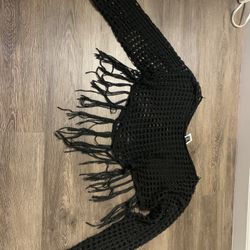 Womens Cropped Knitted Fishnet Overswim