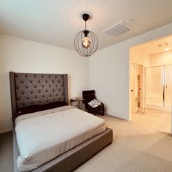 Like New Designer Grey Queen Size Bed Frame For Sale! 6 Pieces